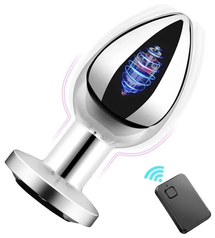 Анальная пробка с вибрацией и пультом Metal Anal Plug Medium (HW-302) Silver